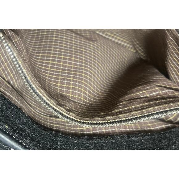 Coach Black and Charcoal Gray Wool and Leather Handbag 12” x 11” - Picture 5 of 8